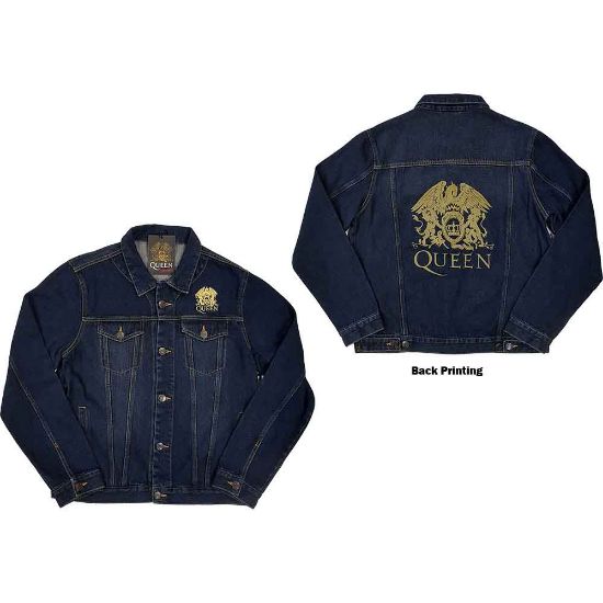 Picture of Queen Unisex Denim Jacket: Classic Crest (Back Print) (Medium)