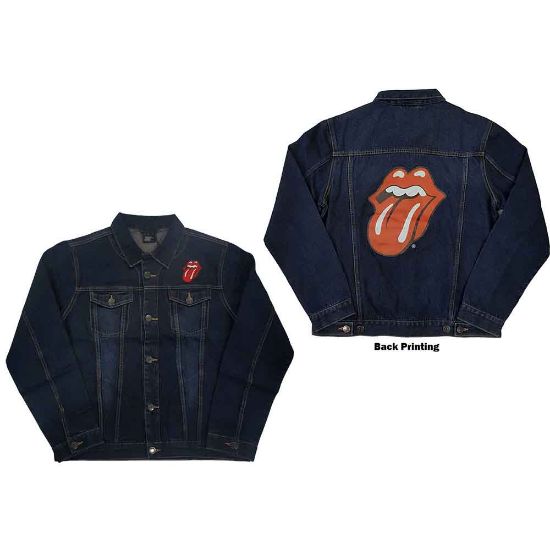 Picture of The Rolling Stones Unisex Denim Jacket: Classic Tongue (Back Print) (Small)