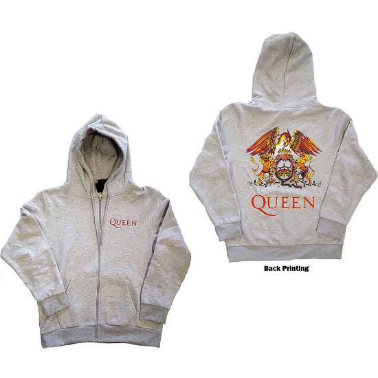 Picture of Queen Unisex Zipped Hoodie: Classic Crest Back Print