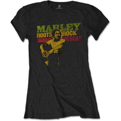 Picture of Bob Marley Ladies T-Shirt: Roots, Rock, Reggae
