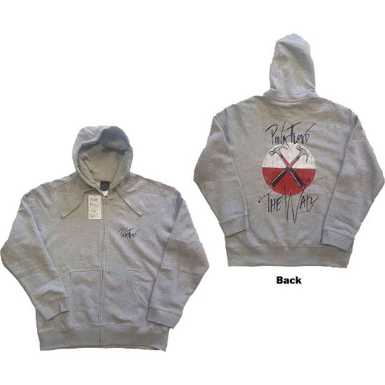 Picture of Pink Floyd Unisex Zipped Hoodie: The Wall Faded Hammers Logo Back Print