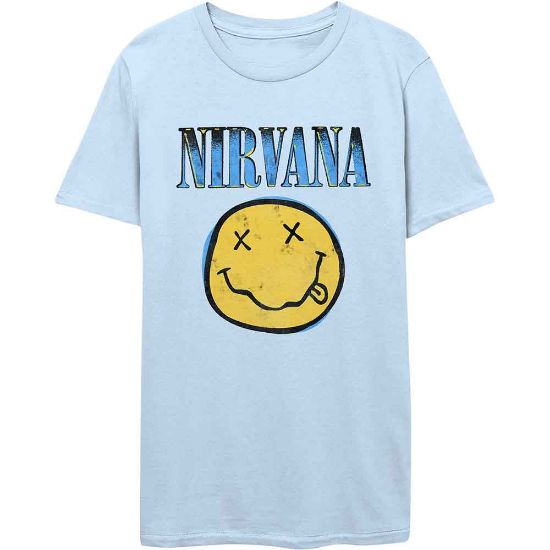 Picture of Nirvana Unisex T-Shirt: Xerox Happy Face Blue