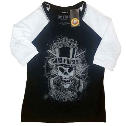 Picture of Guns N' Roses Ladies Raglan T-Shirt: Faded Skull
