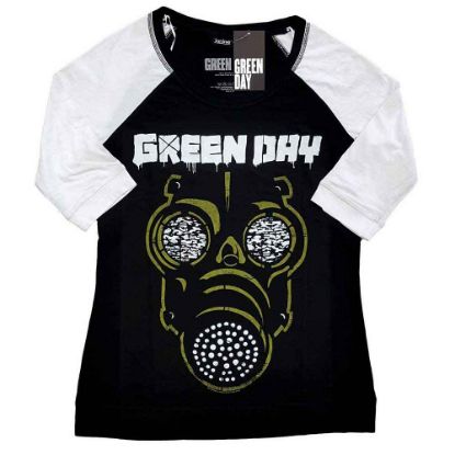 Picture of Green Day Ladies Raglan T-Shirt: Green Mask