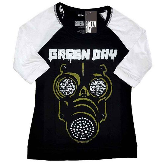 Picture of Green Day Ladies Raglan T-Shirt: Green Mask